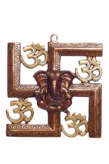 Swastika Om Ganesha Brass Wall Hanging