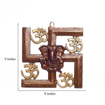 Swastika Om Ganesha Brass Wall Hanging 2