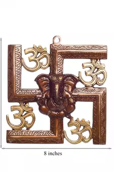 Swastika Om Ganesha Brass Wall Hanging