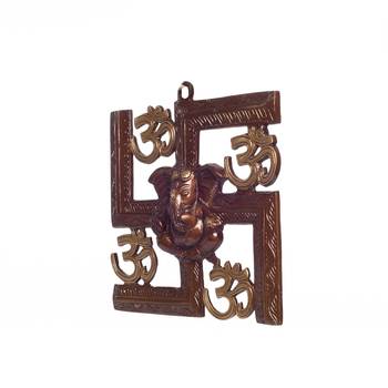 Swastika Om Ganesha Brass Wall Hanging 3