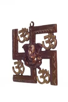 Swastika Om Ganesha Brass Wall Hanging