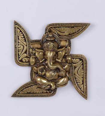 Brass Lord Ganesha Swastika Wall Hanging 2