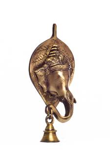 Brass Lord Ganesh Face wall Hanging with Bell