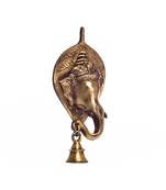 brass lord ganesh face wall hanging with bell