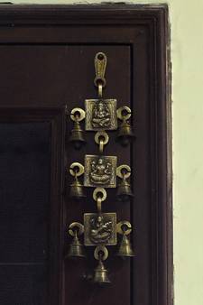 Brass Ganesha Laxmi Saraswati Wall Hanging Bells