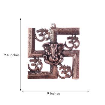 lord ganesha on om swastik metal wall hanging 3