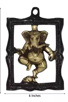 Ganesha in Frame Brass Wall Hanging