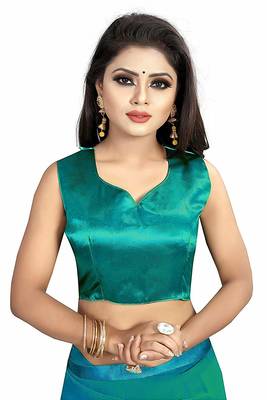 Sky blue plain georgette saree with blouse 5