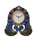 Handcrafted Papier-Mache 2 Peococks Decorative Wall Clock