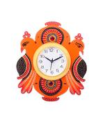 Handcrafted Papier-Mache 2 Peococks Decorative Wall Clock