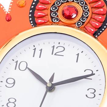 Handcrafted Papier-Mache 2 Peococks Decorative Wall Clock 4