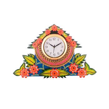 Splendid Floral Wooden Handcrafted Wooden Wall Clock (H - 19 Inch) 1