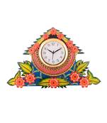 Splendid Floral Wooden Handcrafted Wooden Wall Clock (H - 19 Inch)