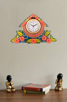 Splendid Floral Wooden Handcrafted Wooden Wall Clock (H - 19 Inch) 2
