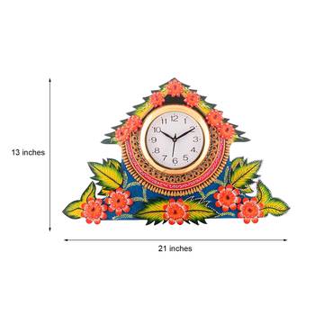 Splendid Floral Wooden Handcrafted Wooden Wall Clock (H - 19 Inch) 3