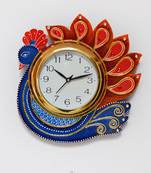 Handcrafted Papier-Mache Peocock Wall Clock