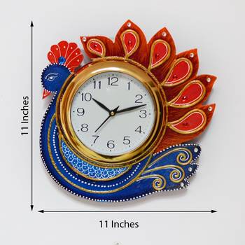 Handcrafted Papier-Mache Peocock Wall Clock 2