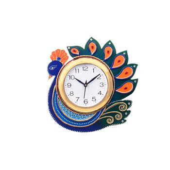 Handcrafted Papier-Mache Peocock Wall Clock 1