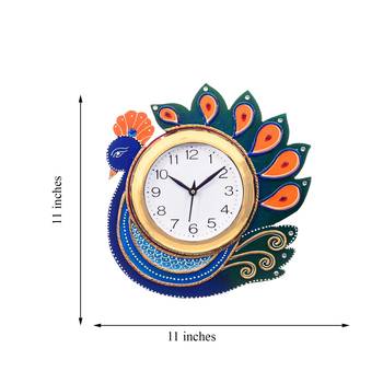 Handcrafted Papier-Mache Peocock Wall Clock 2