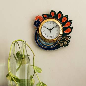 Handcrafted Papier-Mache Peocock Wall Clock 3