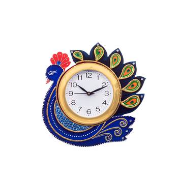Handcrafted Papier-Mache Peocock Wall Clock 1