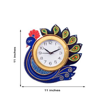 Handcrafted Papier-Mache Peocock Wall Clock 2