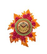 Handcrafted Papier-Mache Leaf Shape Wall Clock
