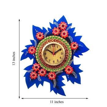Handcrafted Papier-Mache Leaf Shape Wall Clock 2