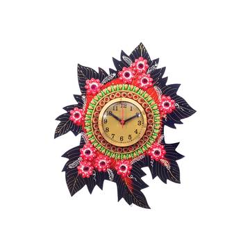 Handcrafted Papier-Mache Leaf Shape Wall Clock 1