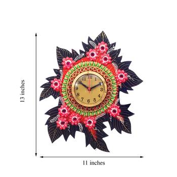 Handcrafted Papier-Mache Leaf Shape Wall Clock 2