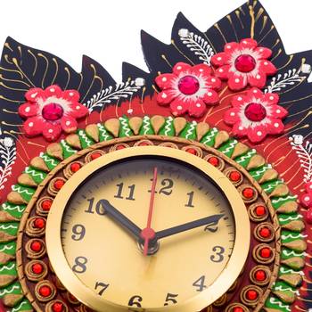 Handcrafted Papier-Mache Leaf Shape Wall Clock 4