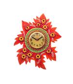 Handcrafted Papier-Mache Leaf Shape Wall Clock