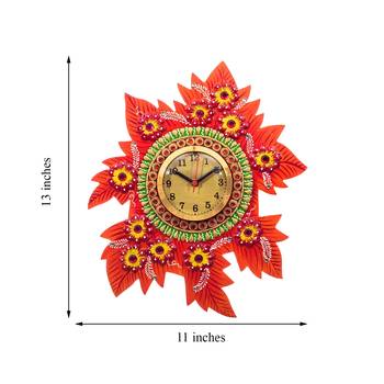Handcrafted Papier-Mache Leaf Shape Wall Clock 2