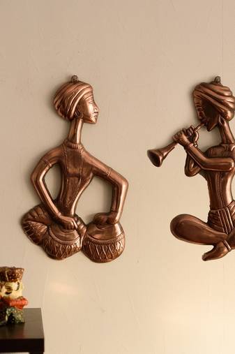 Set of 2 Musicians Metal Wall Hanging