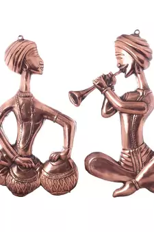 Set of 2 Musicians Metal Wall Hanging