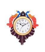 Handcrafted Papier-Mache 2 Peococks Decorative Wall Clock