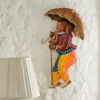 Wrought Iron Bansuri Ganesha Wall Hanging Decorative Showpiece 1