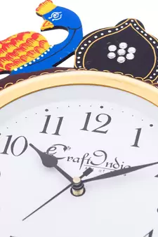 Handcrafted Papier-Mache 2 Peococks Decorative Wall Clock
