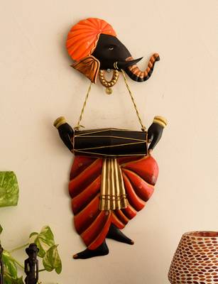 Lord Ganesha playing Dholak Wall Hanging 1