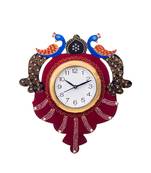 Handcrafted Papier-Mache 2 Peococks Decorative Wall Clock