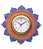 Analog Wall Clock        (Gold & Blue, With Glass)