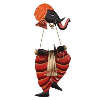 Lord Ganesha playing Manjeera Wall Hanging 1