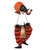 Lord Ganesha playing Manjeera Wall Hanging
