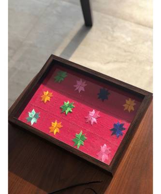 Medium Red Tray with Brown Frame 2