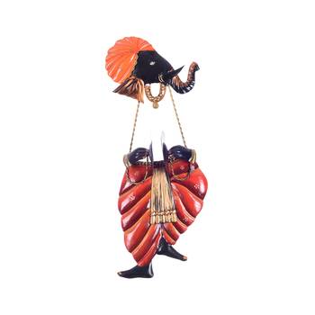 Lord Ganesha playing Manjeera Wall Hanging 3