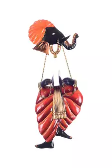 Lord Ganesha playing Manjeera Wall Hanging
