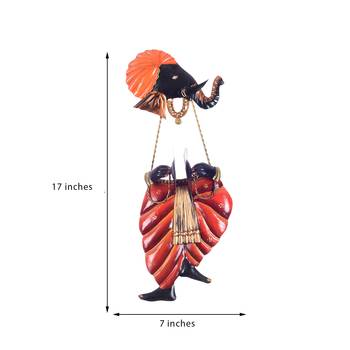 Lord Ganesha playing Manjeera Wall Hanging 4