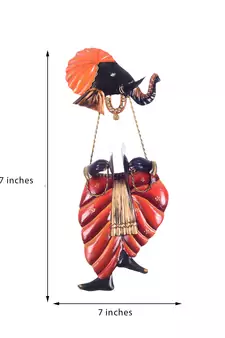 Lord Ganesha playing Manjeera Wall Hanging