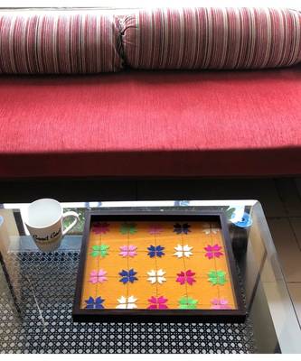 Large Yellow Tray with Brown Frame 2