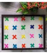 Large geometric flower Tray with Brown Frame